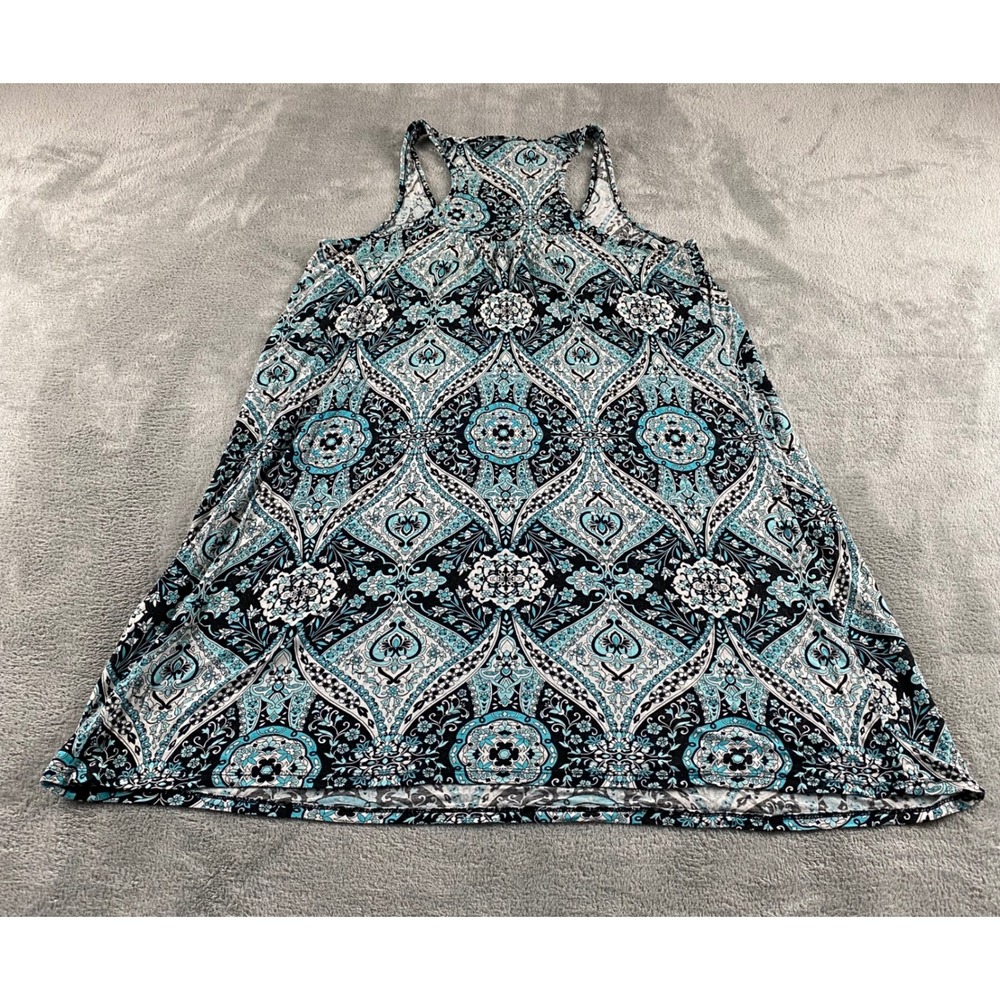 Cynthia Rowley Womens Blue Black Medallion Paisley Racerback Mini Dress Tunic S - Picture 8 of 9